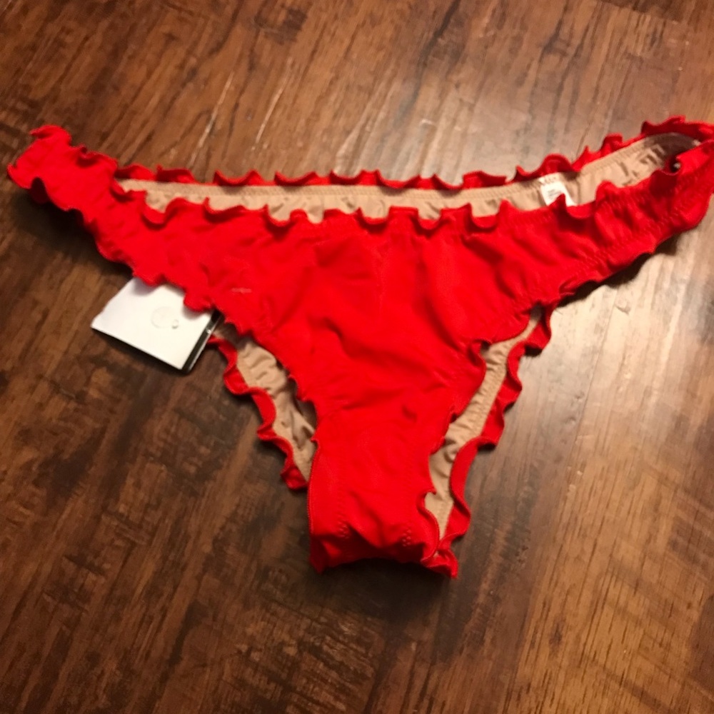 NWT- red ruffle trim bikini bottom